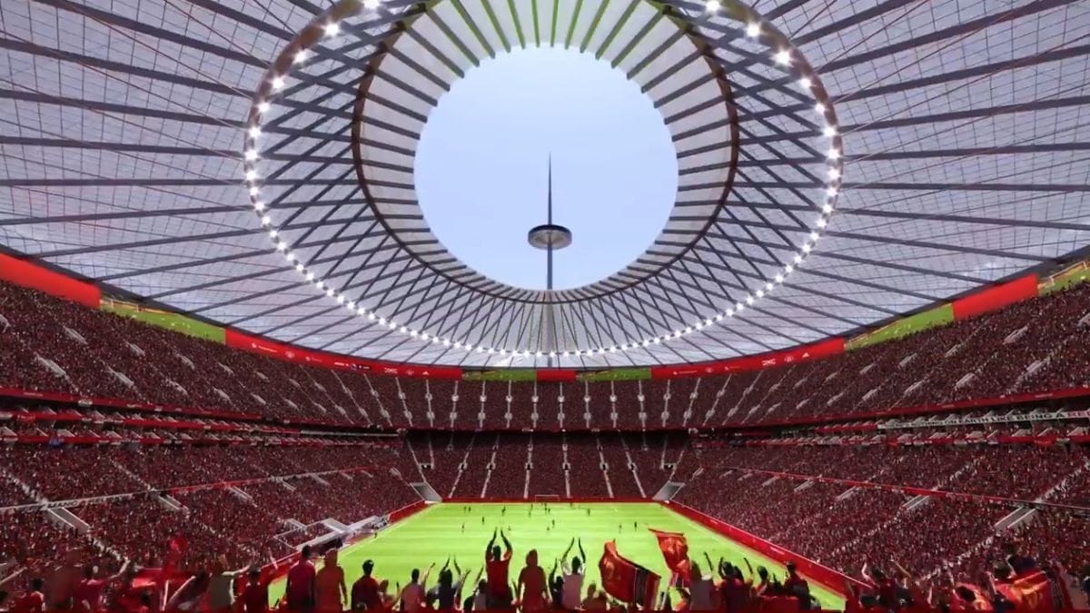 Projeto de como deve ficar o novo estádio do Manchester United (Foto: Manchester United, Divulgação)