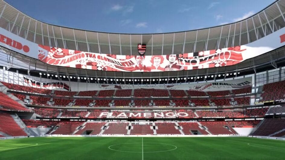 Imagens do projeto do novo estádio (Foto: Divulgação, Flamengo)