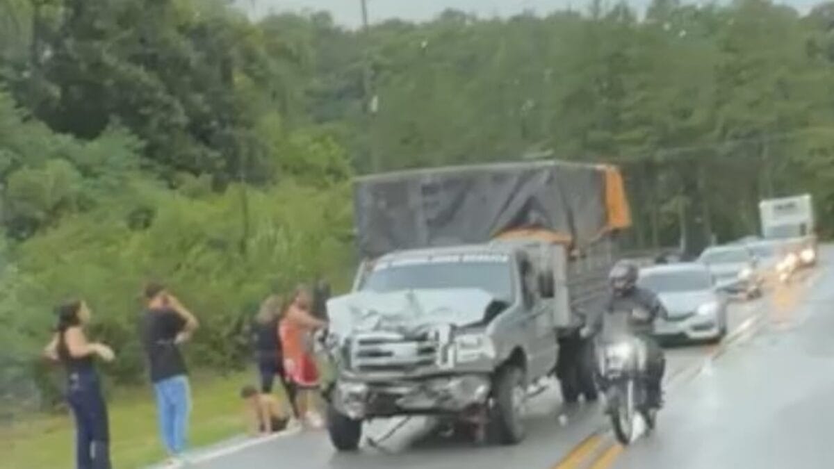 Acidente aconteceu na BR-282 (Foto: Ricardo Pastrana, Reprodução)
