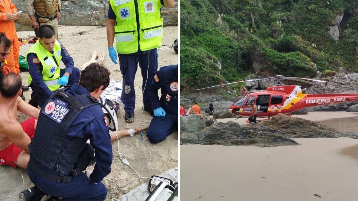 V&iacute;tima foi estabilizada e levada de helic&oacute;ptero ao hospital Marieta Konder Bornhausen