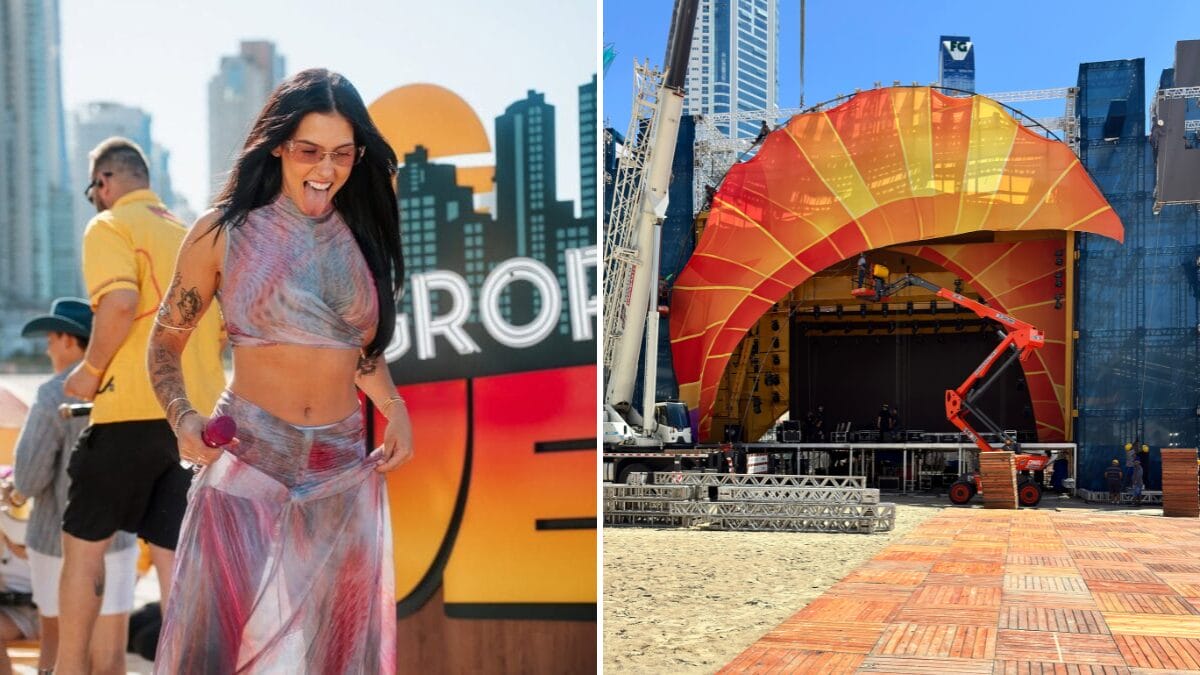 Montagem do palco para o Agro Play Verão Festival