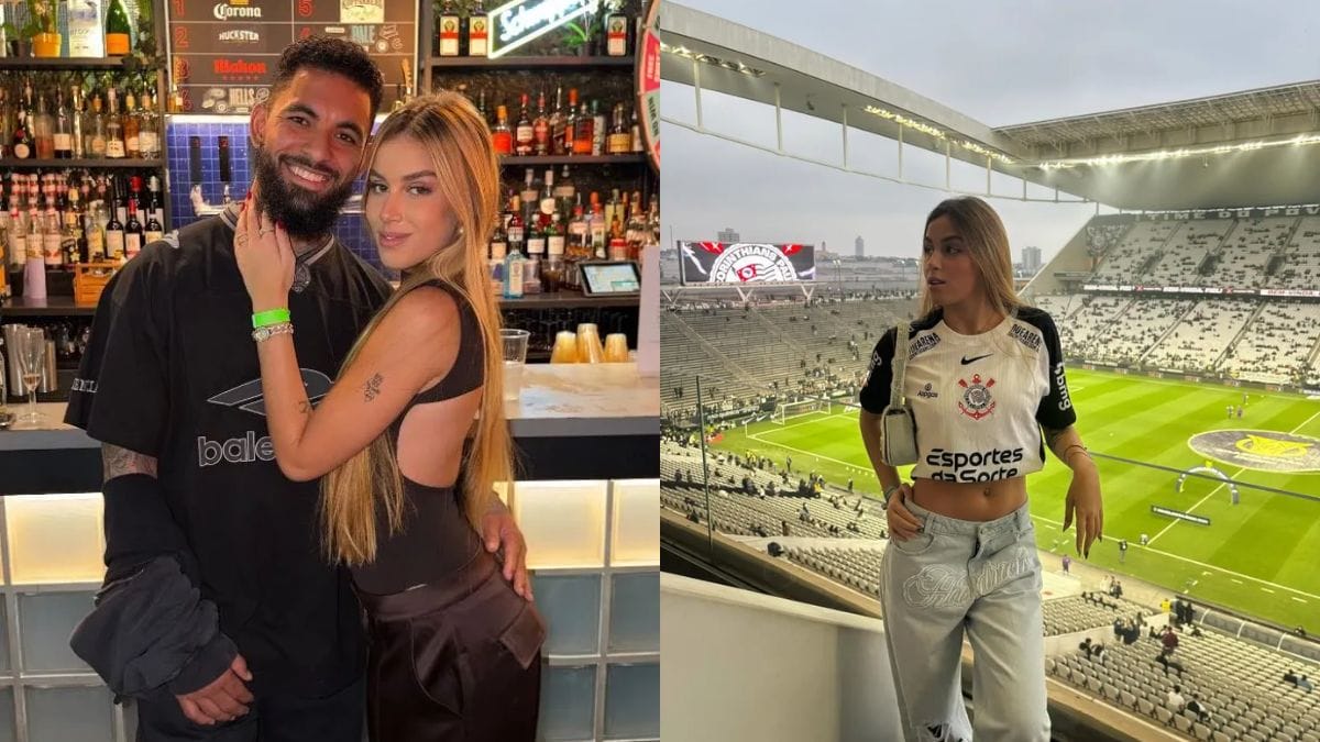 Filha de ex-Corinthians assumiu namoro com Douglas Luiz (Foto: Redes sociais, Reprodução)