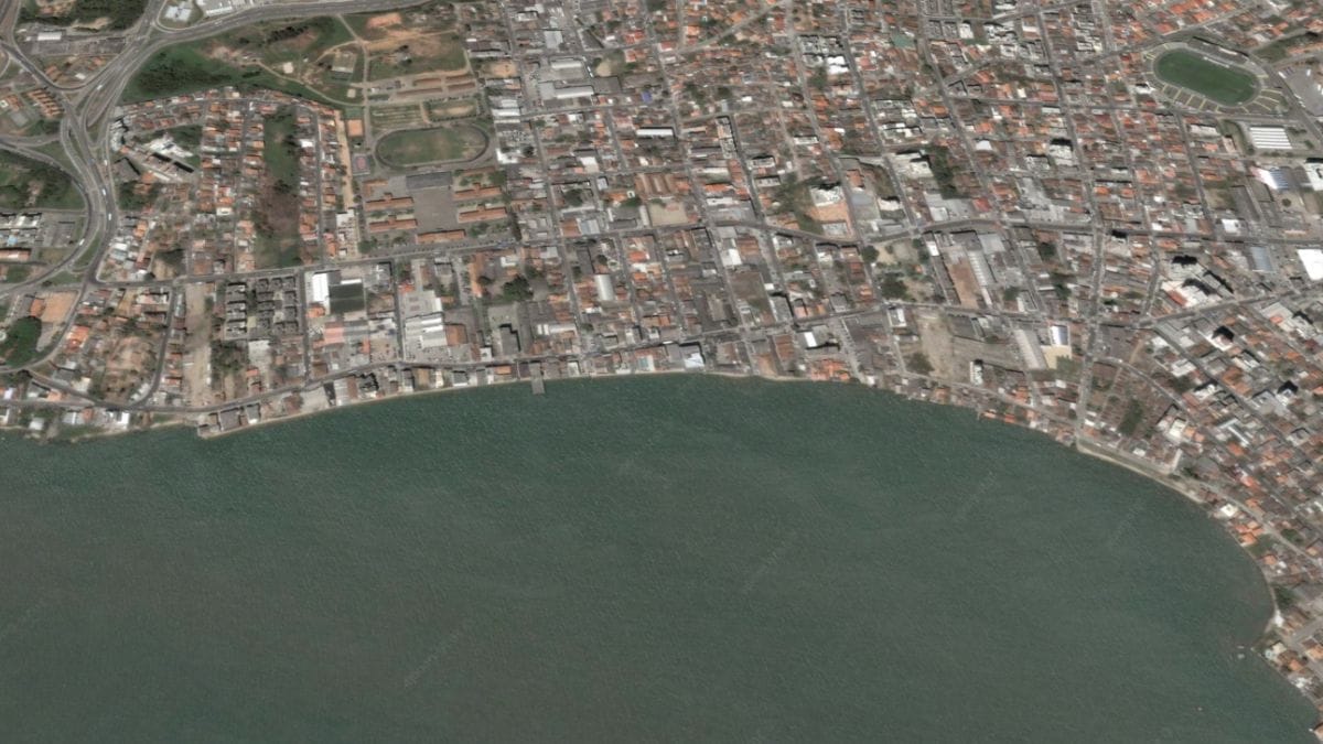Imagem de satélite do Estreito, no Continente, em Florianópolis, em 2003