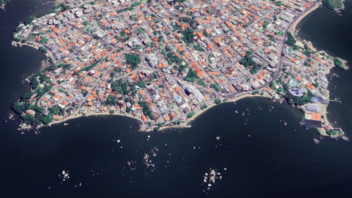 Imagem de satélite de Itaguaçu, no Continente, em Florianópolis, em 2025