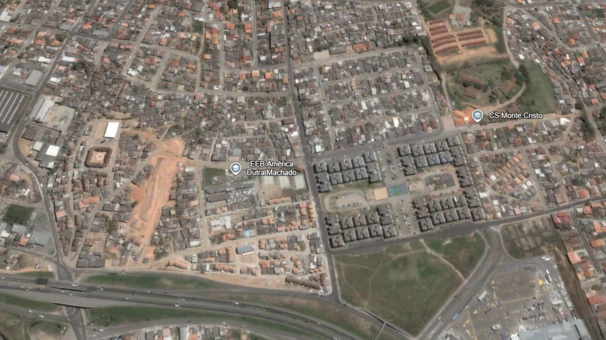Imagem de satélite do Monte Cristo, no Continente, em Florianópolis, em 2003