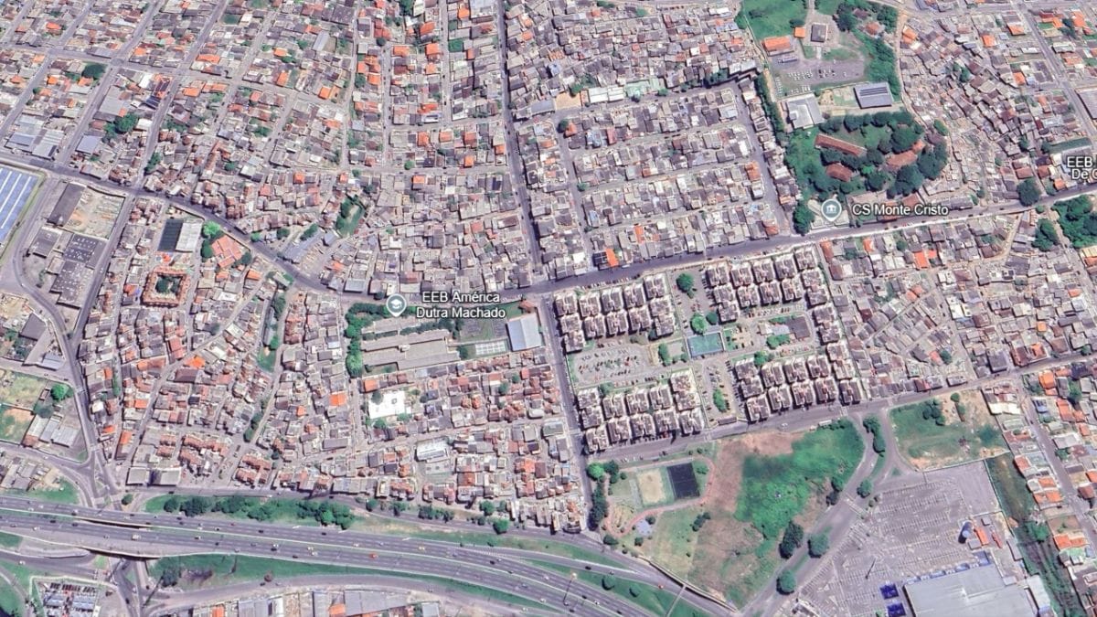 Imagem de satélite do Monte Cristo, no Continente, em Florianópolis, em 2025