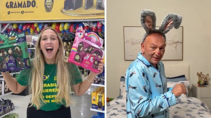 Luciano Hang vestido de coelhinho da páscoa