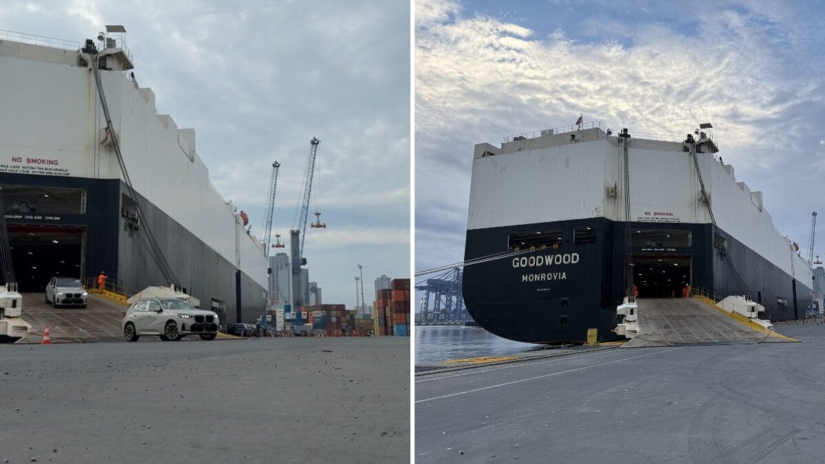 Carros de luxo desembarcaram em mega operação no Porto de Itajaí (Foto: Porto de Itajaí, Divulgação)