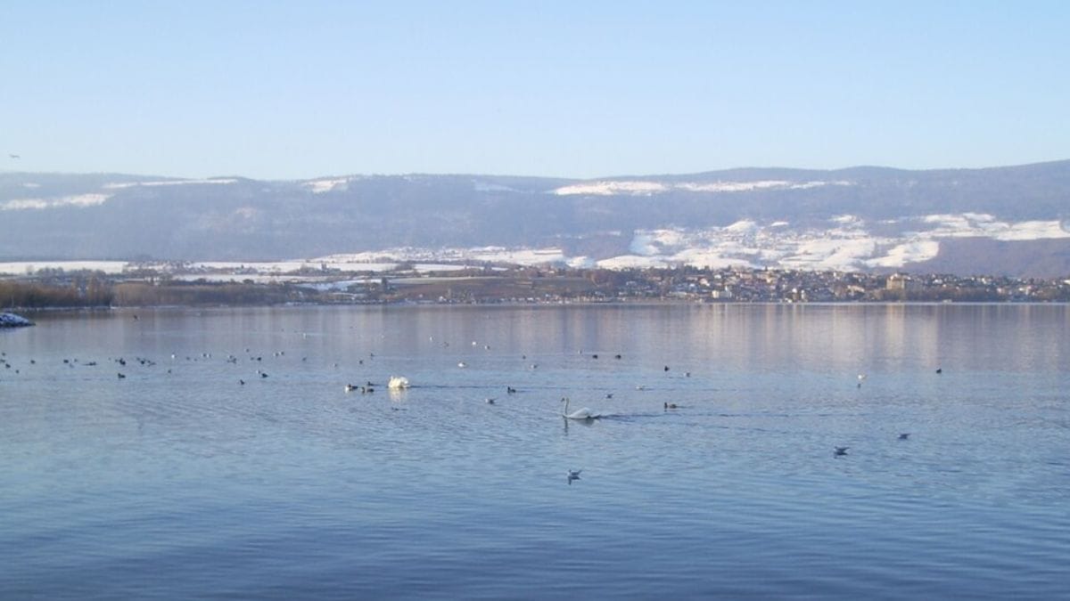 O Lago de Neuchâtel, na Suíça, guardava sob suas águas uma rara cápsula do tempo ligada à presença romana na região (Foto: Wikimedia Commons/jynus)