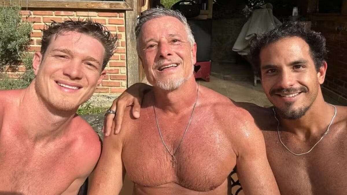 Marcello Novaes e os filhos Pedro e Diogo Novaes