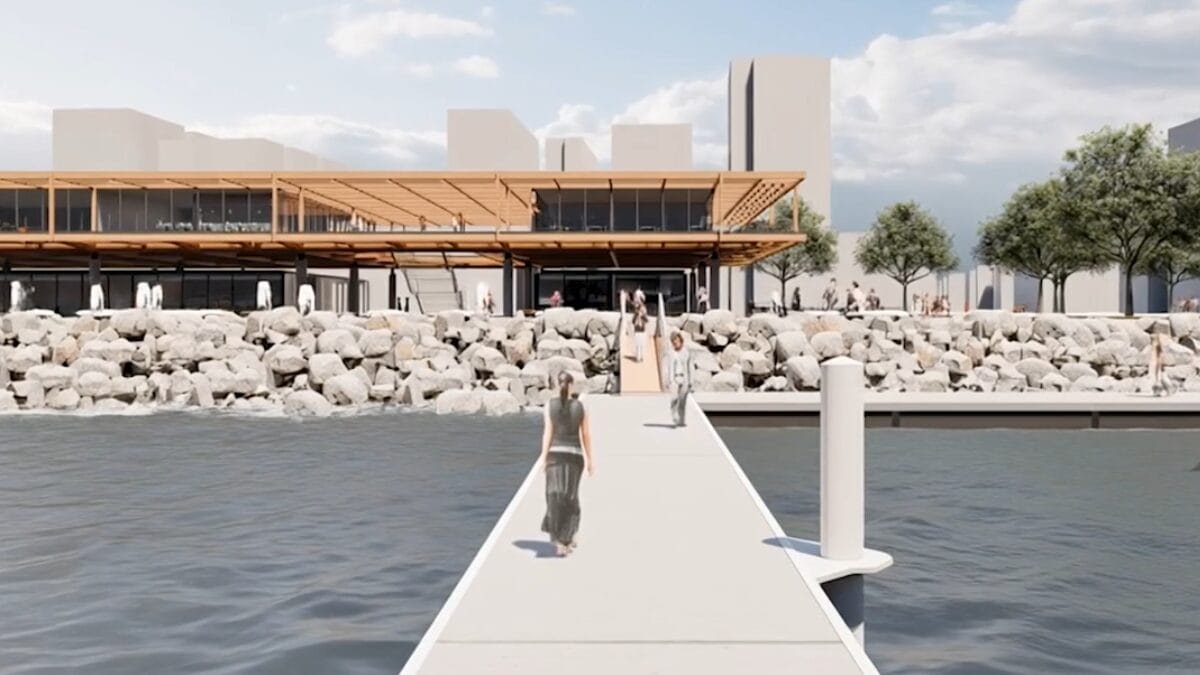 Edifica&ccedil;&atilde;o projetada para uso gastron&ocirc;mico e servi&ccedil;os, integrada ao enrocamento da marina e ao passeio p&uacute;blico.