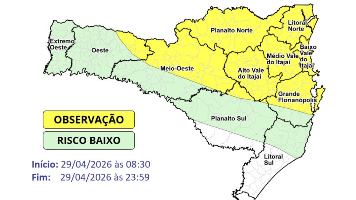 Alerta da Defesa Civil de SC