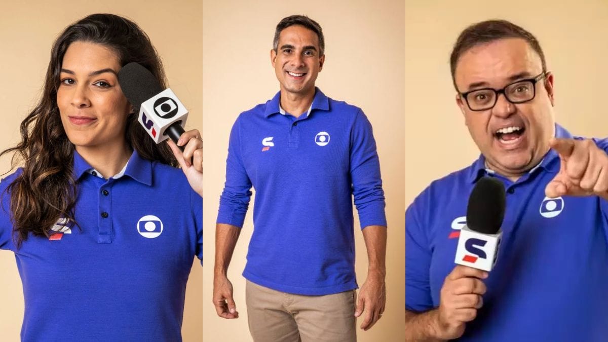 Renata Silveira, Gustavo Villani e Everaldo Marques são narradores da Globo (Foto: João Miguel Júnior, TV Globo)