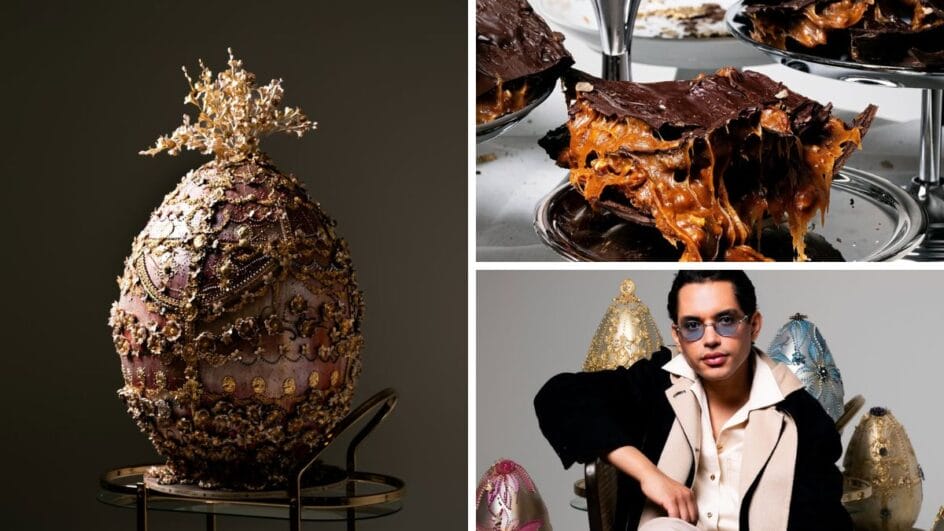 ovo de páscoa decorado e inspirado dos ovos Fabergé, da Rússia