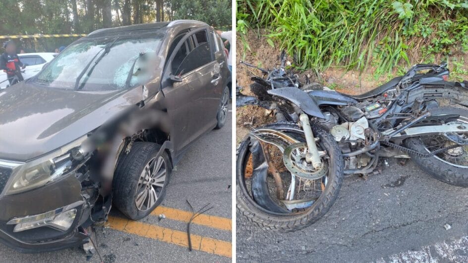 Passageira da moto sofreu politraumatismo e não resistiu aos ferimentos (Foto: CBMSC, Divulgação)