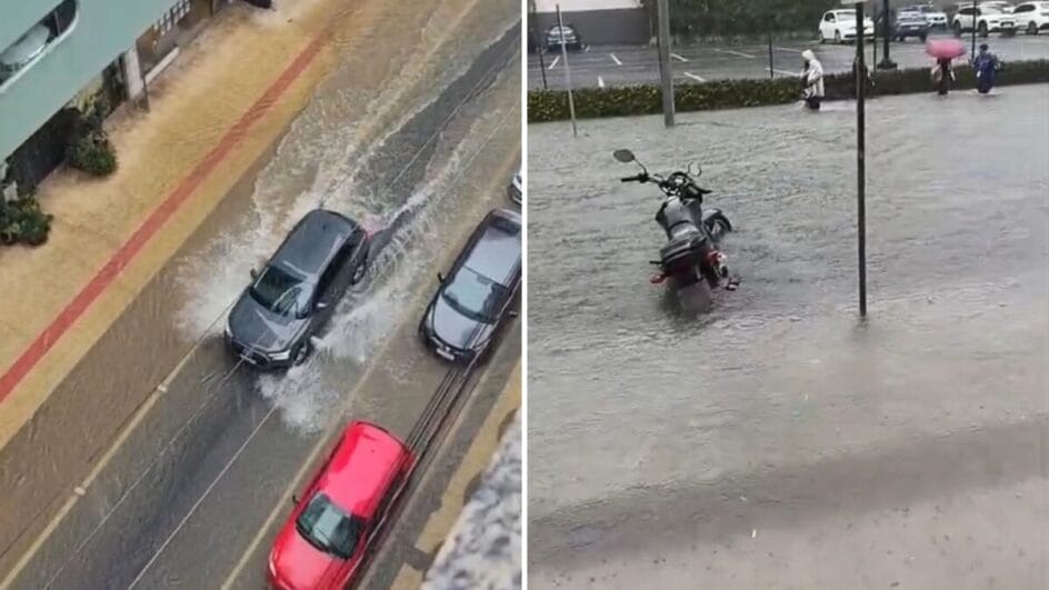 Chuva intensa em Balneário Camboriú (Foto: Reprodução)