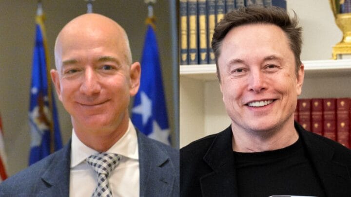 Jeff Bezos, da Amazon, e Elon Musk, da Starlink