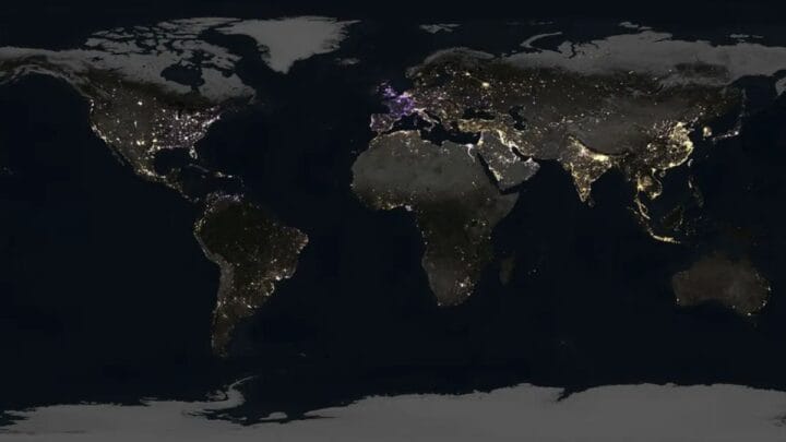 mapa de luminosidade da Terra