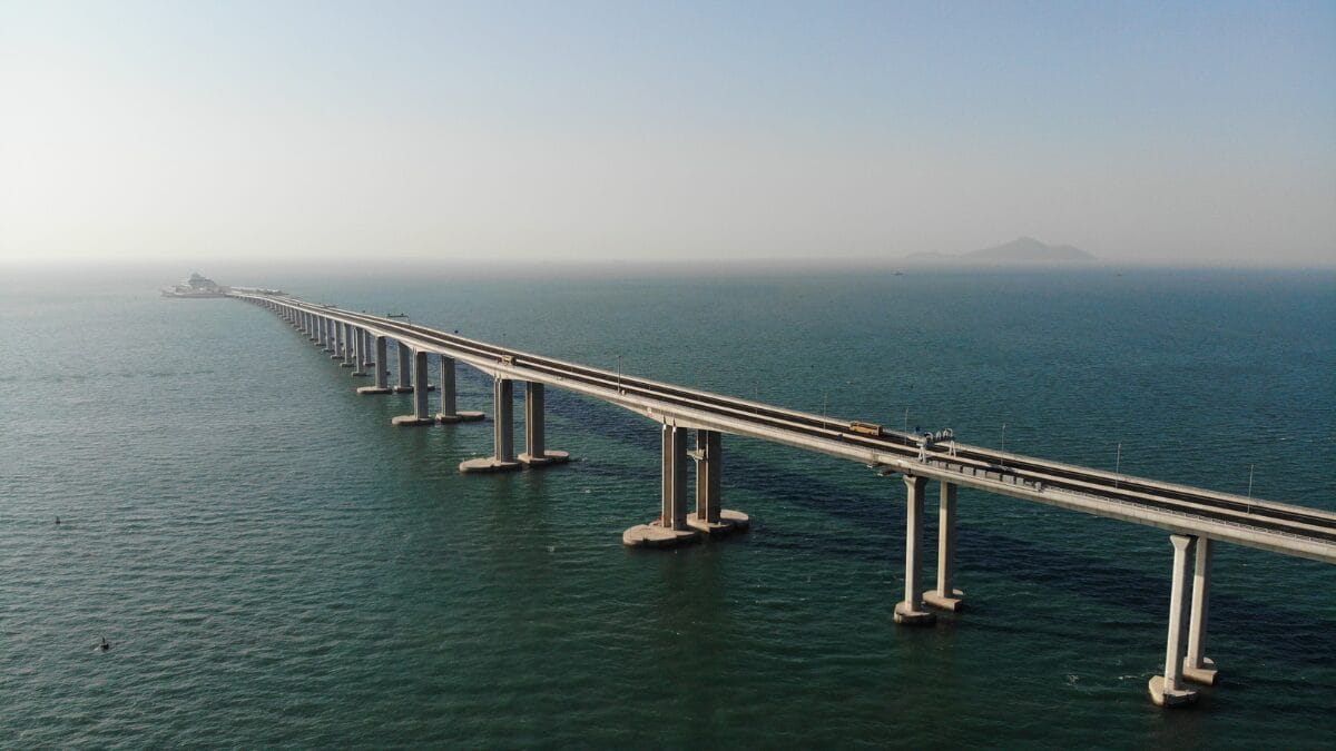 Ponte-t&uacute;nel Hong Kong-Zhuhai-Macau (vista a&eacute;rea)