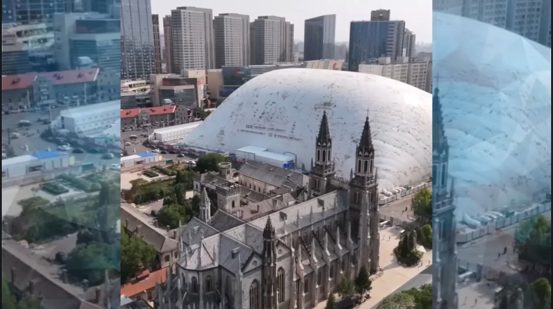 O primeiro projeto piloto chinês foi implementado em Jinan, cobrindo uma área de 20.000 metros quadrados com uma altura de 50 metros