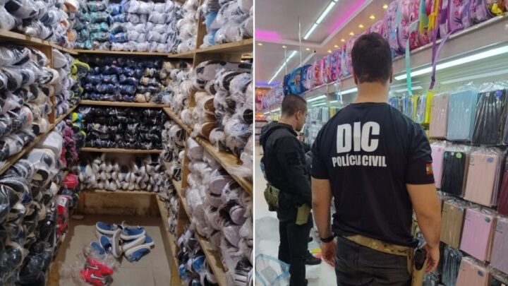 Mais de R$ 1 milhão em roupas, calçados e eletrônicos falsificados são apreendidos em 10 lojas de Joinville, cidade do Norte de Santa Catarina