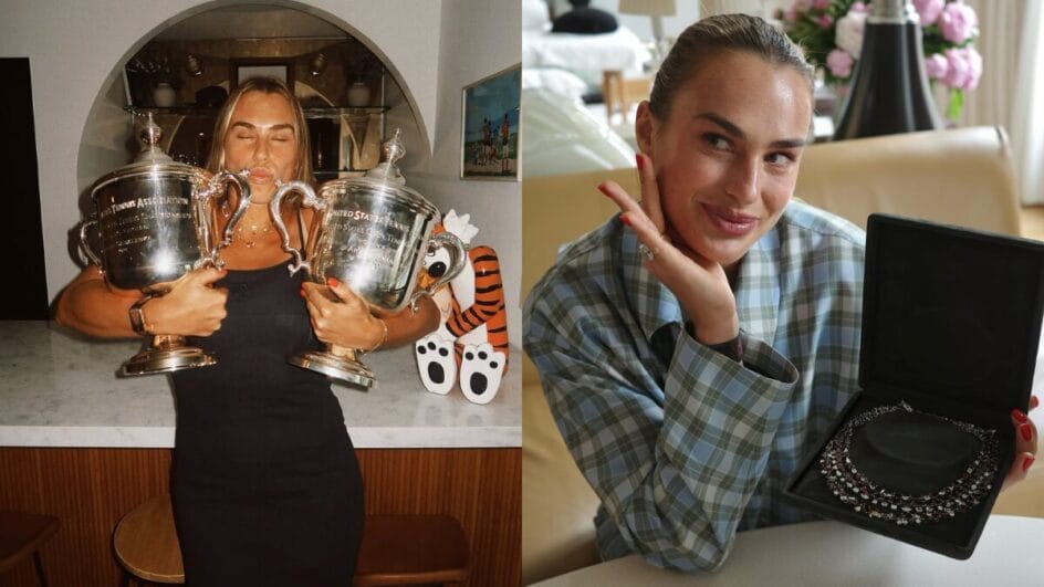 Sabalenka atuou com joias avaliadas em R$ 760 mil (Foto: Reprodução, Redes Sociais)