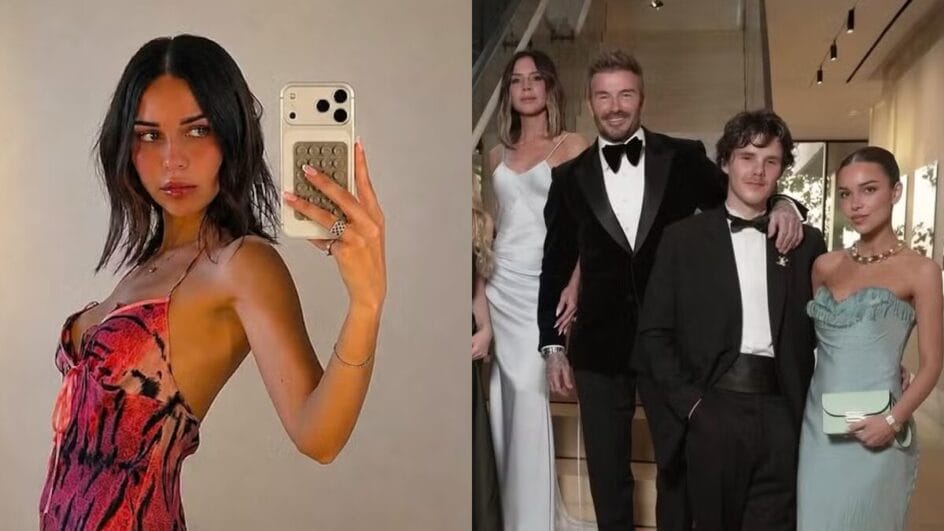David Beckham, Victoria Beckham e três dos filhos, com a brasileira Jackie Apostel (Foto: Reprodução, Instagram)