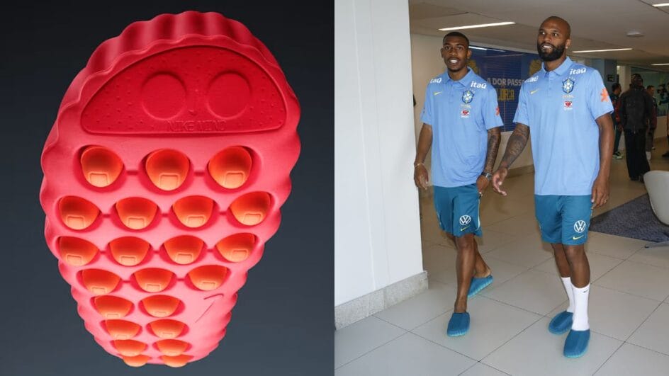 Calçado futurista promete sistema antiestresse (Foto: Nike e Rafael Ribeiro, CBF)
