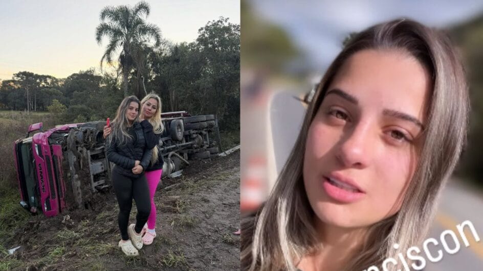 Caminhoneira com 1 milhão de seguidores sofre acidente em SC Imprevisto (2)