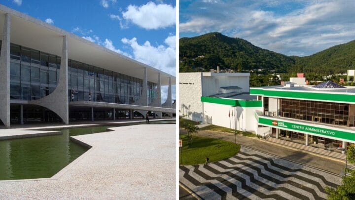 Palácio do Planalto e Centro Administrativo do governo de SC (Fotos: Divulgação)