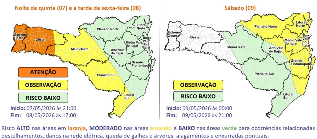 ciclone bomba afeta o tempo em SC