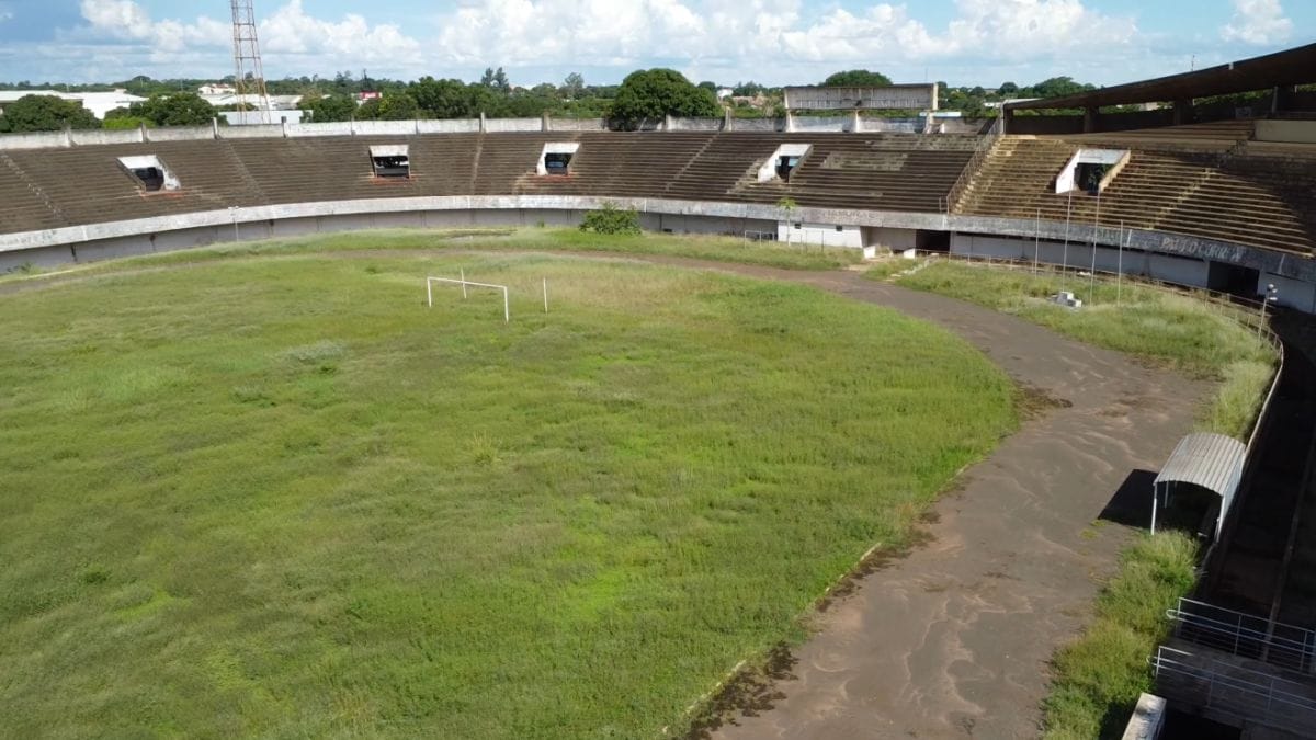 Atual estado do palco que recebeu a Seleção Brasileira (Foto: My Drone View, Reprodução)