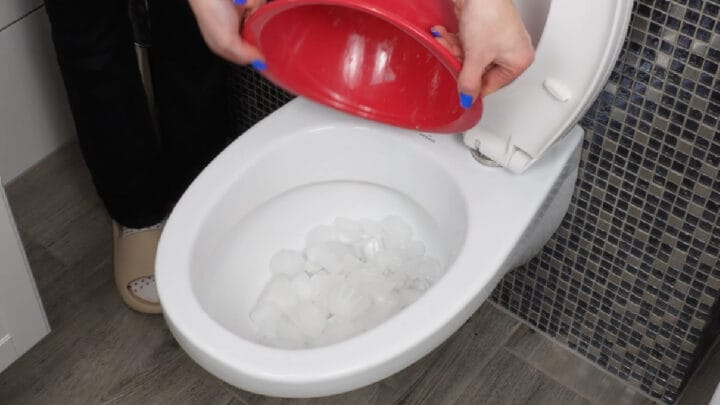 Cubos de gelo no vaso sanitário viraram tendência nas redes sociais (Reprodução: YouTube))