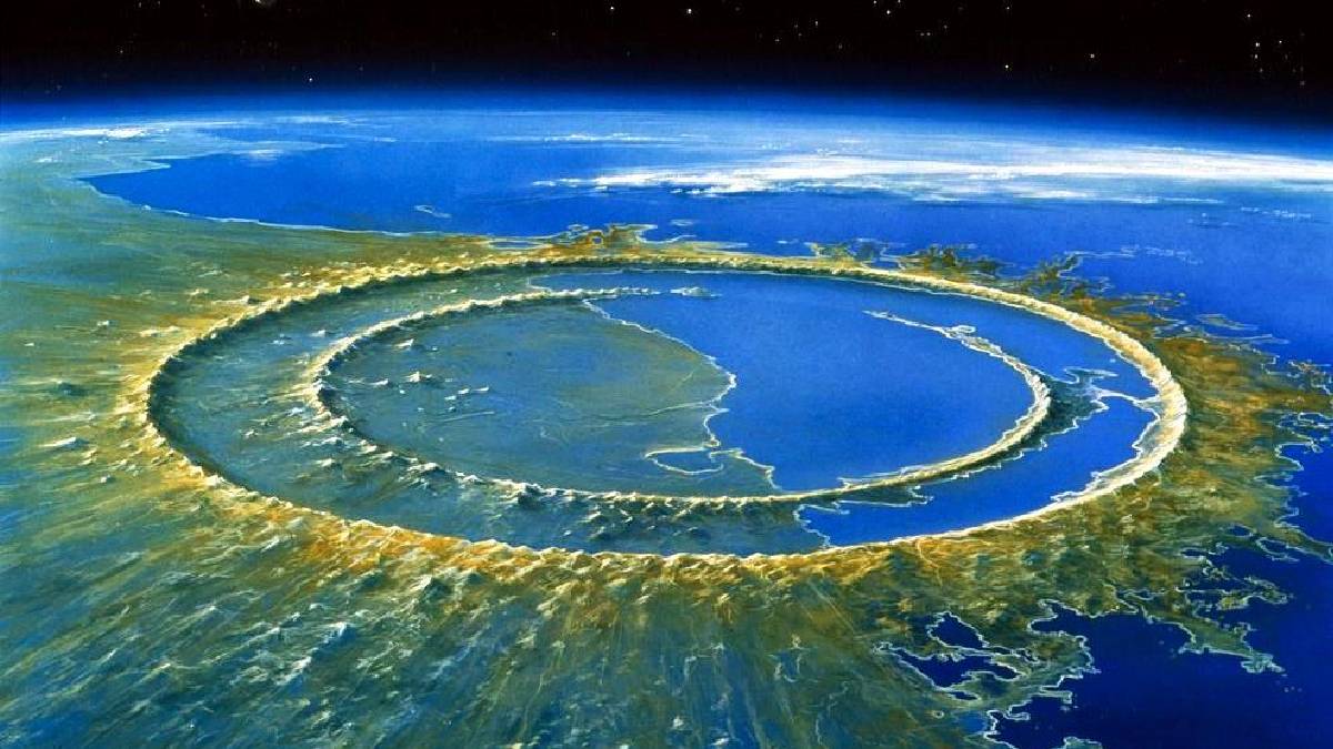 A cratera de Iucat&atilde;, resultado do asteroide que dizimou os dinossauros (Imagem: Wikimedia Commons)