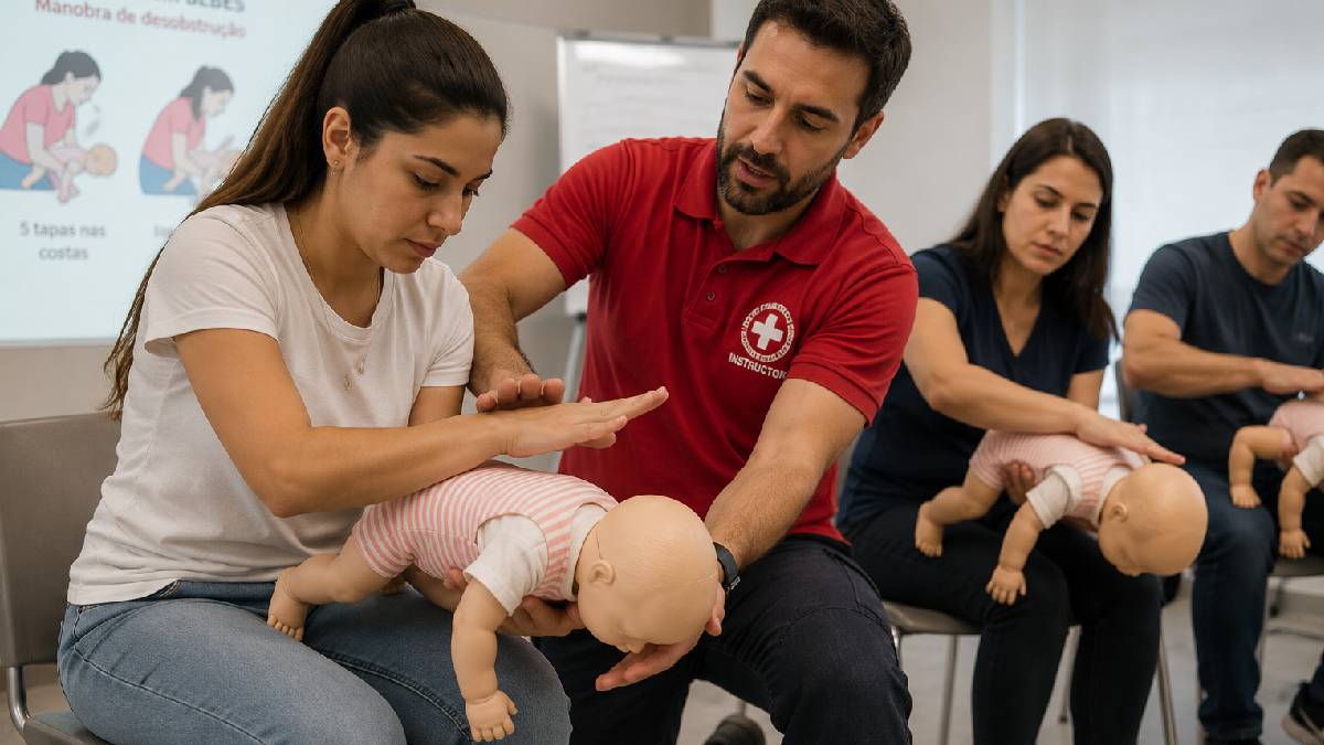 Treinamento de primeiros socorros ensina técnicas de desengasgo e preparo para situações de emergência (Imagem gerada por IA / ChatGPT)