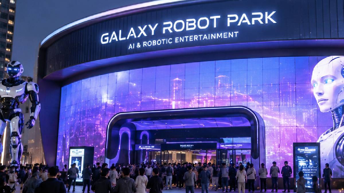 Complexo tecnológico da Galaxy Corporation quer transformar robótica em experiência cultural imersiva (Imagem: ChatGPT)