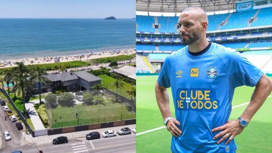 Weverton é goleiro do Grêmio e possui casa em SC (Foto: Redes sociais e Lucas Uebel, Grêmio)