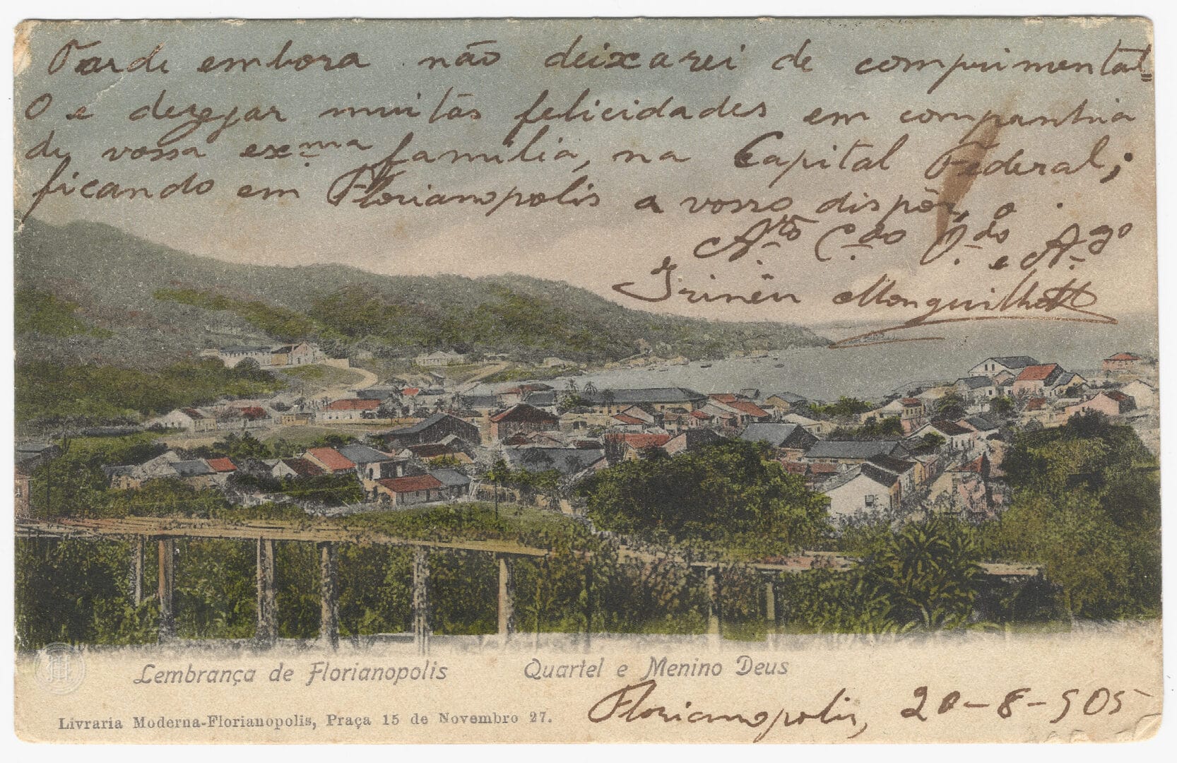 Cart&atilde;o postal de Florian&oacute;polis mostra como era a cidade h&aacute; mais de 100 anos