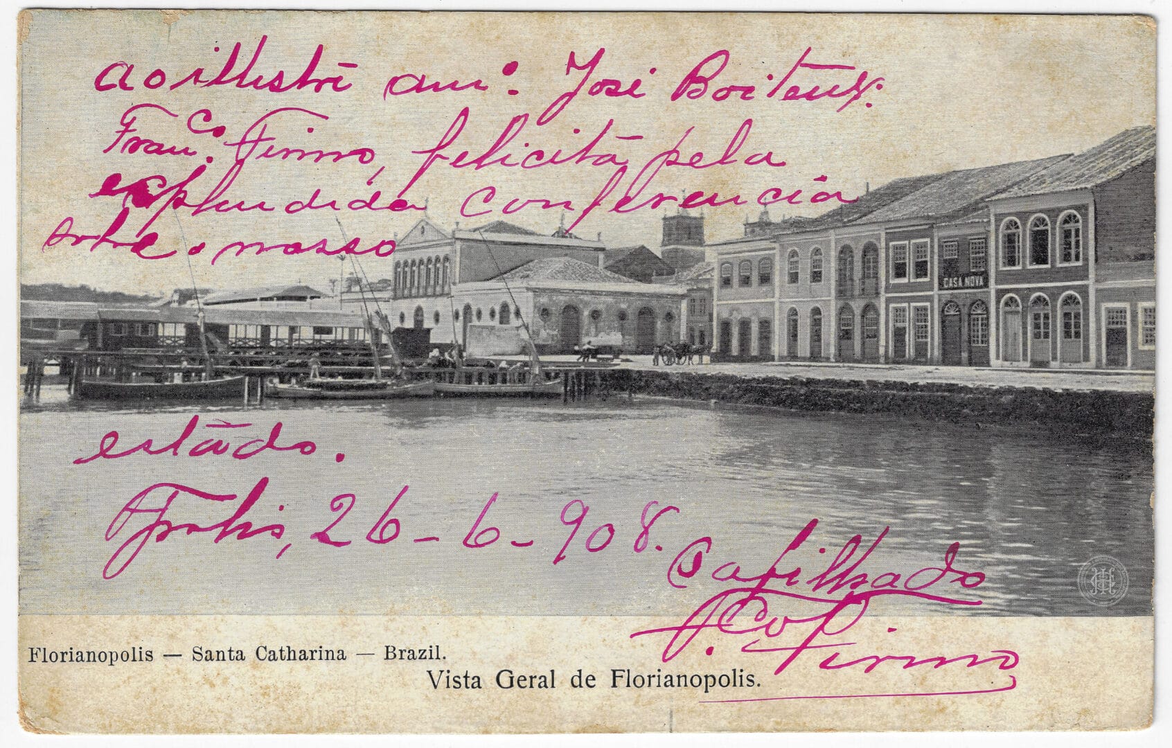 Cart&atilde;o postal de Florian&oacute;polis mostra como era a cidade h&aacute; mais de 100 anos