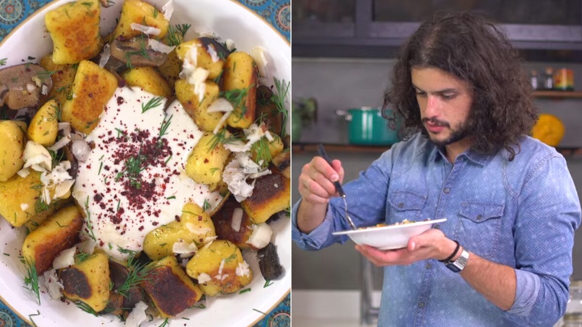 O nhoque perfeito do Mohamad Hindi mistura sabores italianos e árabes com molho de iogurte