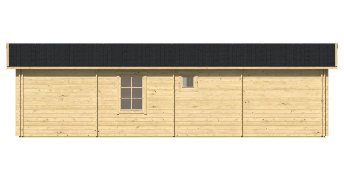 A casa de madeira pré-fabricada que custa o mesmo que um carro e tem 3 quartos, varanda e 70 metros quadrados