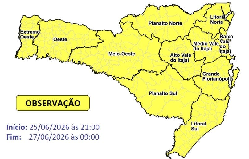 Defesa Civil alerta para Onda de frio persiste entre a noite da quinta-feira (25) e manh&atilde; de s&aacute;bado (27) 
