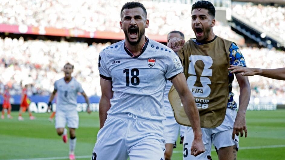 Aymen Hussein é o autor do primeiro gol do Iraque na Copa do Mundo de 2026 (Foto: REUTERS)