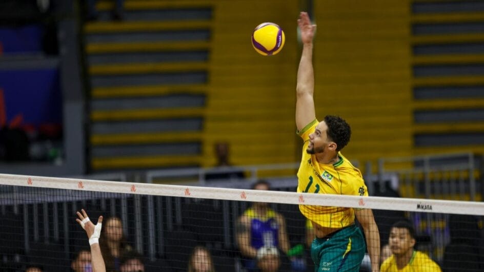 Brasil em ação pela VNL Masculina (Foto: Patricy Albuquerque, Soho, CBV)