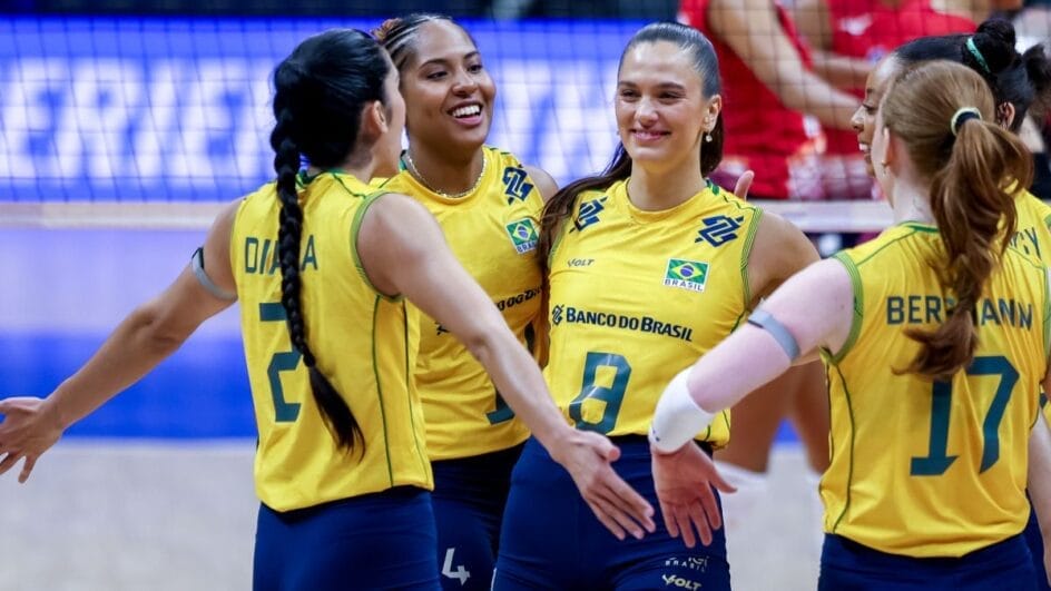 Seleção Brasileira de vôlei em ação pela VNL 2026 (Foto: Patricy Albuquerque, Soho, CBV)