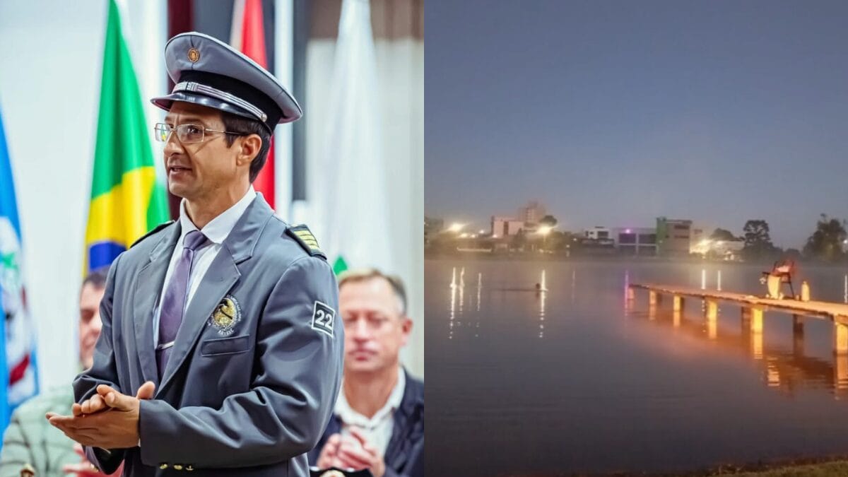 Frio em SC: comandante dos bombeiros desafia termômetros e mergulha em lago a -1°C