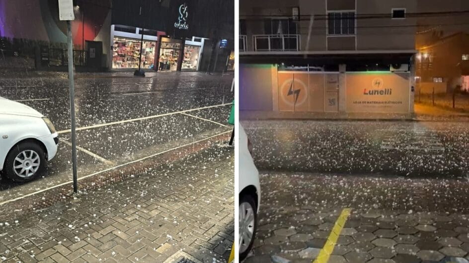 Granizo após temporal em Jaraguá do Sul