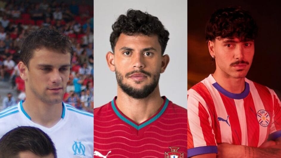 Três jogadores nascidos no Brasil disputarão a Copa do Mundo 2026 por outros países (Foto: Clément Bucco-Lechat, Wikimedia Commons | Portugal, Divulgação | Paraguai, Divulgação)