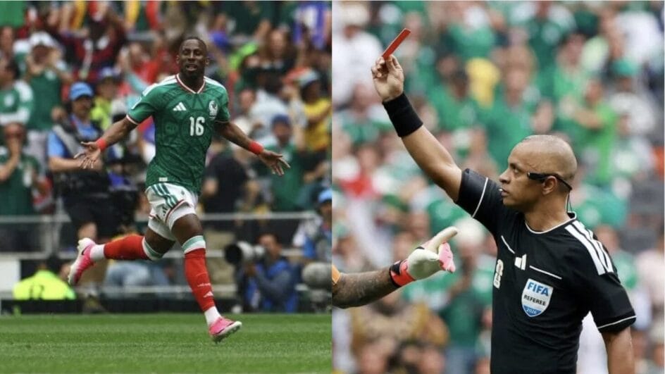México venceu a África do Sul na partida de abertura da Copa do Mundo por 2 x 0, em jogo com três expulsões (Foto: Reuters; Henry Romero, Reuters)