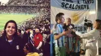 Repórter Natalie Gedra trabalhando na Copa doMundo
